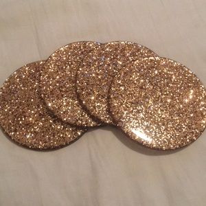 Set of 4 Gold Sparkle Ceramic Coasters